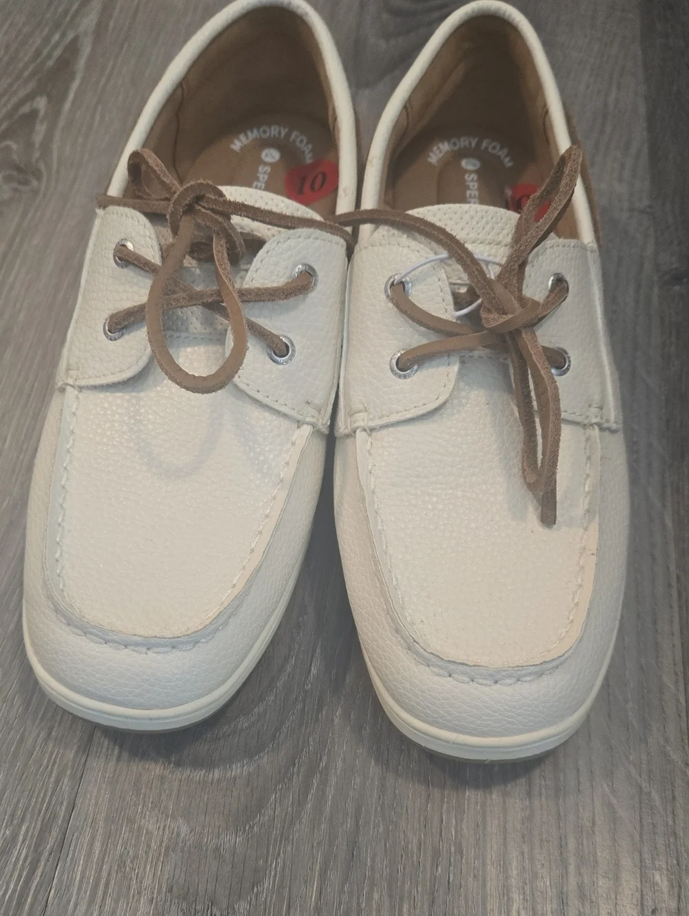 Sperrys Womens Size 10 White Boat Shoes with Tan Laces - Picture 2 of 8